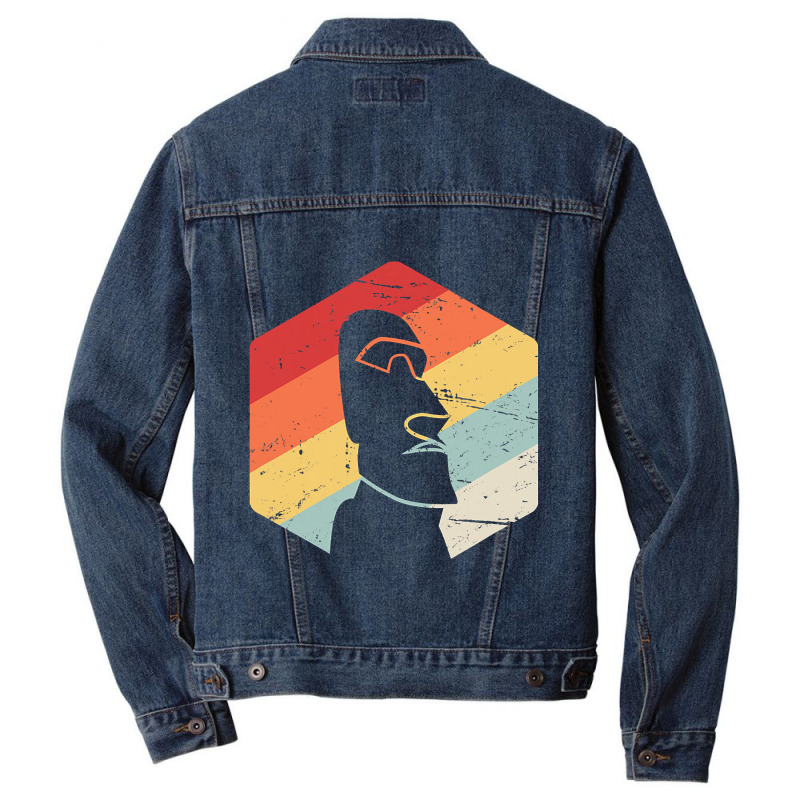 Retro Vintage Tiki Bar Gift  Easter Island Moai Tiki Head Men Denim Jacket | Artistshot