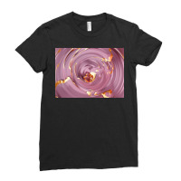 3d Illustration Hypnotic Pattern Abstract Pink With Gold Ladies Fitted T-shirt | Artistshot