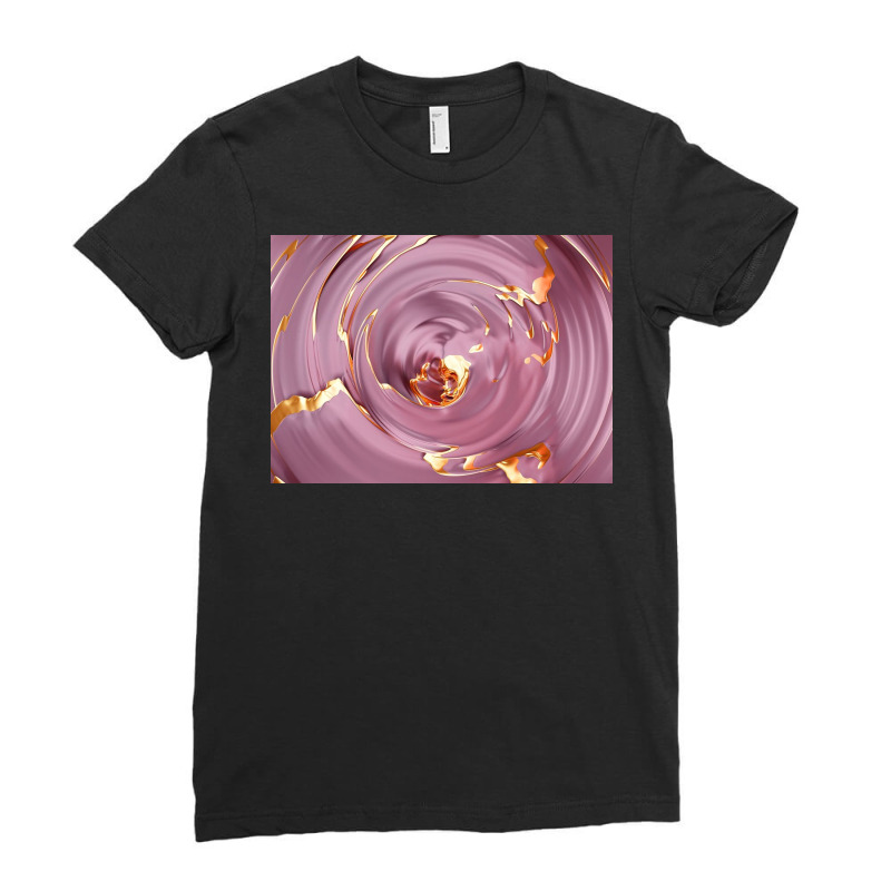 3d Illustration Hypnotic Pattern Abstract Pink With Gold Ladies Fitted T-Shirt by Norman B | Artistshot