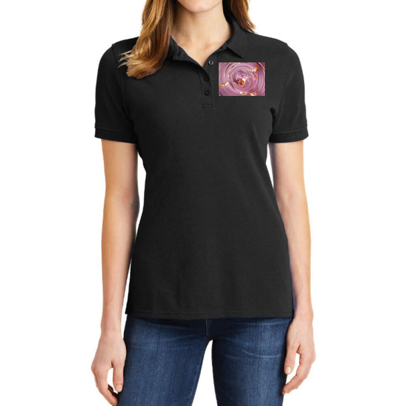 3d Illustration Hypnotic Pattern Abstract Pink With Gold Ladies Polo Shirt by Norman B | Artistshot