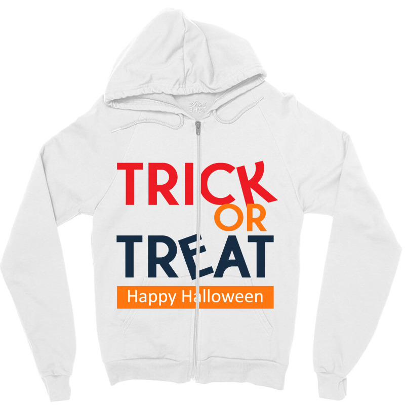 Trick Or Treat Halloween Lettering Zipper Hoodie by markmckennastudios | Artistshot