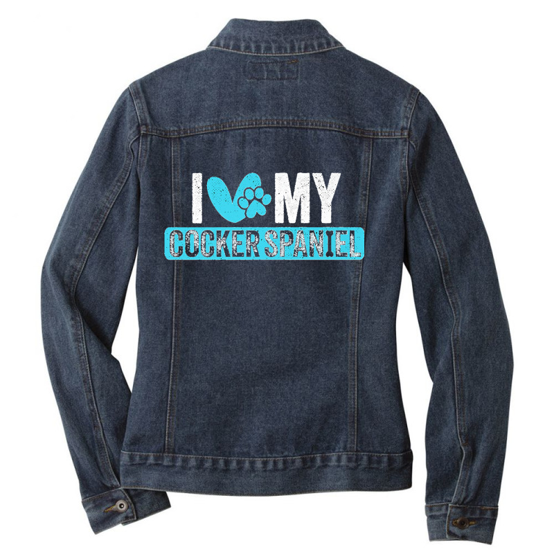 Cocker Spaniel I Love Dog Owners Lovers Premium Ladies Denim Jacket by WirtzRichard | Artistshot