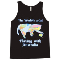 Funny World Is A Cat Playing Map T Shirt Tank Top | Artistshot