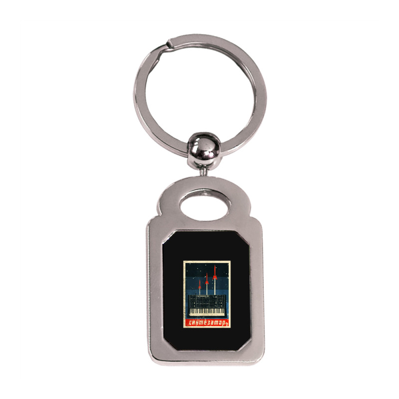 Vintage Synthesizer Silver Rectangle Keychain | Artistshot