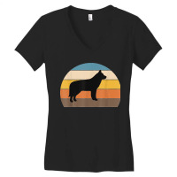 Cool Retro Sunset Siberian Huskys Great Husky Owner Lover Women's V-neck T-shirt | Artistshot