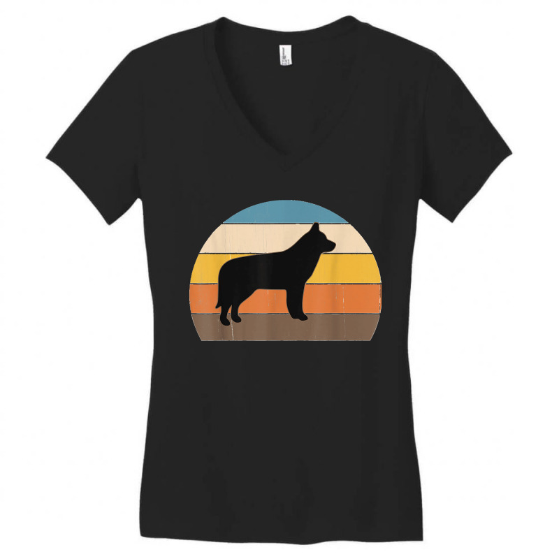 Cool Retro Sunset Siberian Huskys Great Husky Owner Lover Women's V-Neck T-Shirt by WirtzRichard | Artistshot