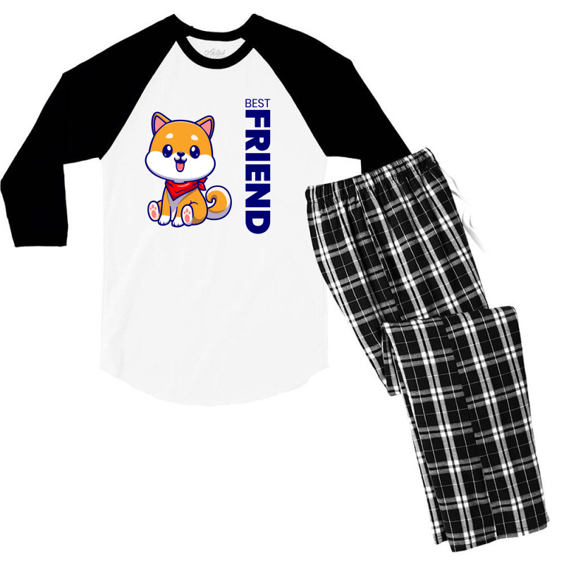 Custom Cute Dog Best Friend Dog Men s 3 4 Sleeve Pajama Set By Gk