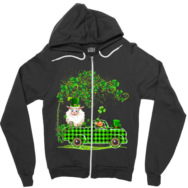 Dabbing Sheep Green Plaid Pickup St Zipper Hoodie | Artistshot