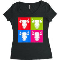 Cow Lover Farm Animal Farming Farmer Pop Art Cow Women's Triblend Scoop T-shirt | Artistshot