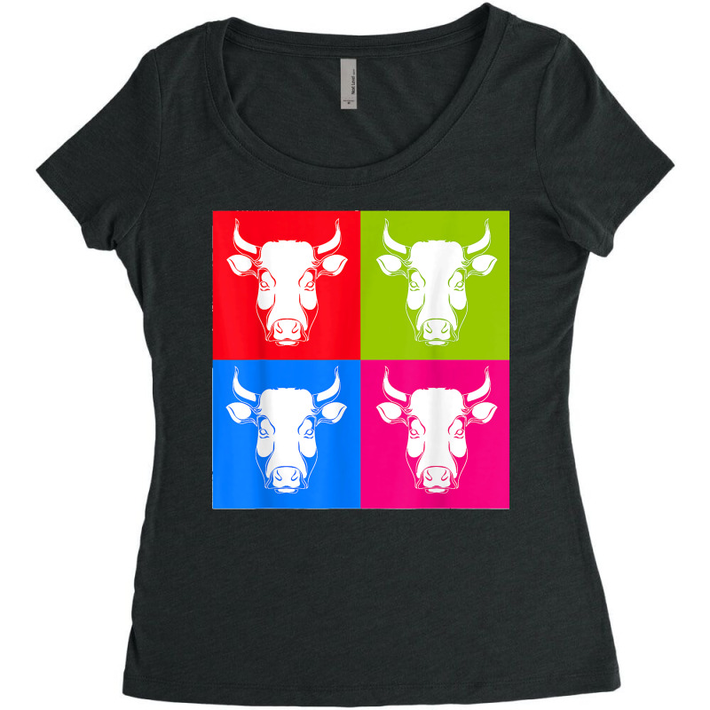 Cow Lover Farm Animal Farming Farmer Pop Art Cow Women's Triblend Scoop T-shirt by WirtzRichard | Artistshot