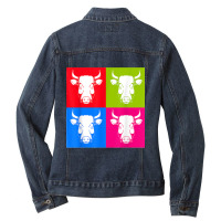 Cow Lover Farm Animal Farming Farmer Pop Art Cow Ladies Denim Jacket | Artistshot