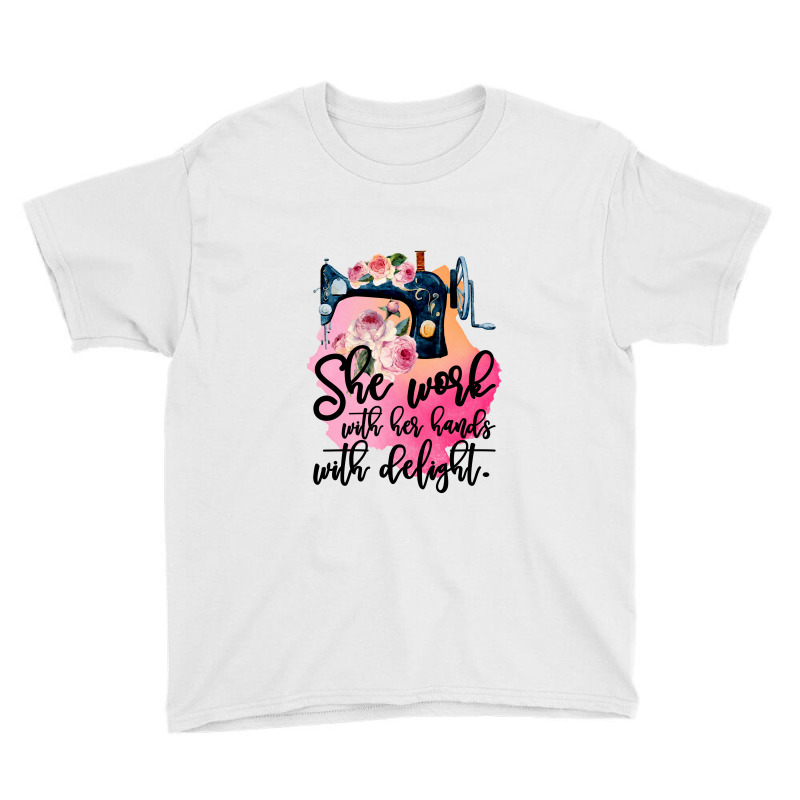 She Work With Her Hands With Delight For Light Youth Tee by autlu2024 | Artistshot