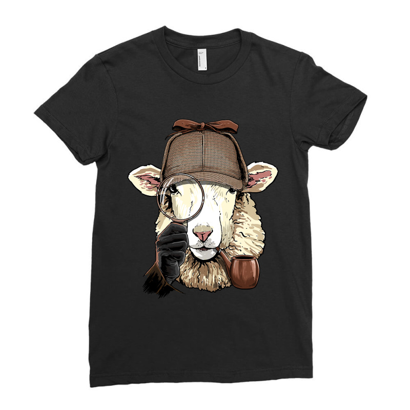 Detective Sheep Lamb Spy Investigator Farmer Sheep Lover 53 Ladies Fitted T-Shirt by peafowl | Artistshot