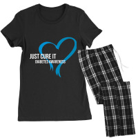 Cure Blue Ribbon Fight Diabetes Raise Awareness Month Women's Pajamas Set | Artistshot