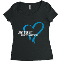 Cure Blue Ribbon Fight Diabetes Raise Awareness Month Women's Triblend Scoop T-shirt | Artistshot