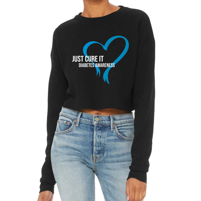 Cure Blue Ribbon Fight Diabetes Raise Awareness Month Cropped Sweater by NathanielDesign | Artistshot