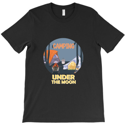 Camping Under The Moon T-shirt Designed By Wizarts