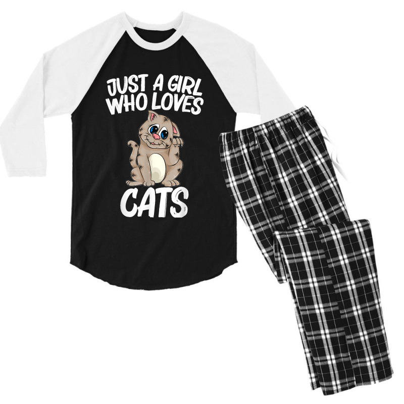 Cute Cat Gift For Girls Women Feline Cat Kitten Animal Lover Men's 3/4 Sleeve Pajama Set | Artistshot