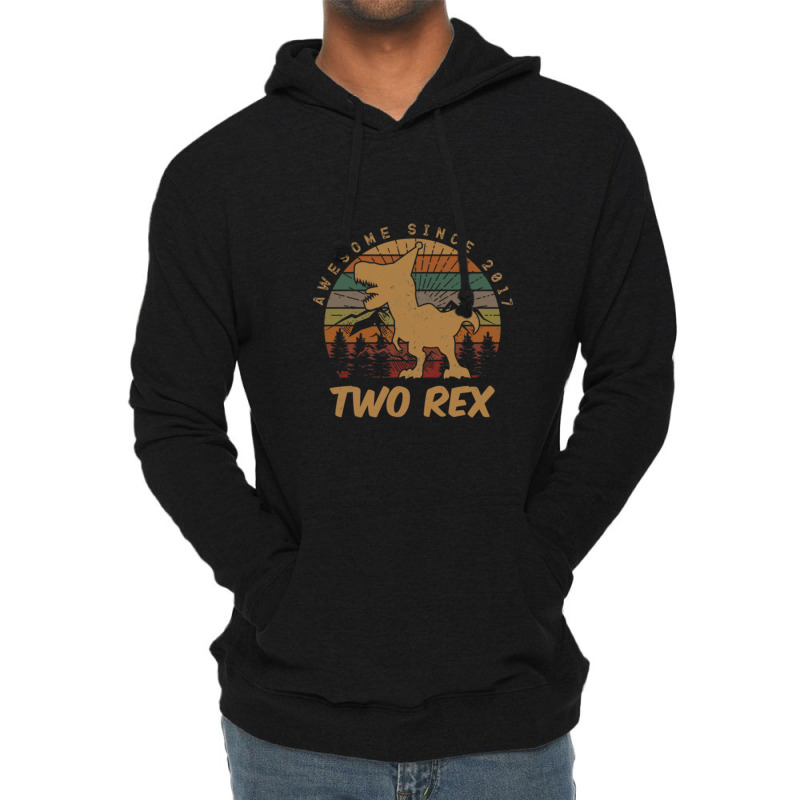 Kids 2nd Birthday Two Rex Gift Second Dinosaur Lightweight Hoodie by micjegreray | Artistshot