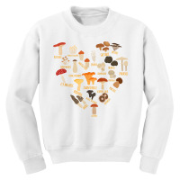 Mushroom Mycology Fungi Foraging Heart Love Chart T Shirt Youth Sweatshirt | Artistshot