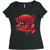 Retro Futuristic Bulldozer Tractor T Shirt Women's Triblend Scoop T-shirt | Artistshot