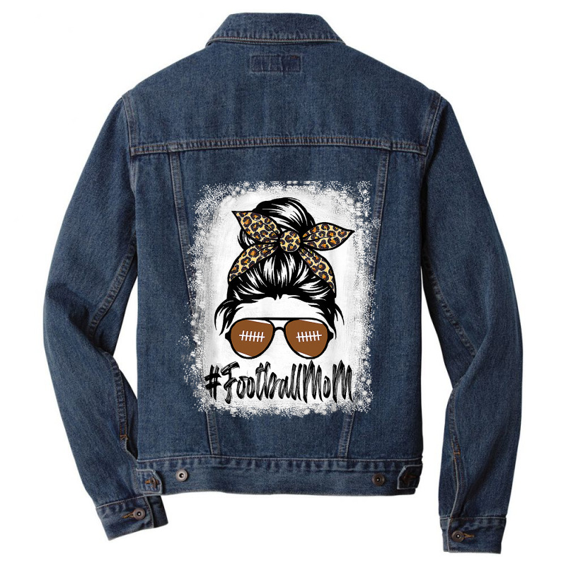 Messy Bun Player Bleached Football Mom Life With Leopard Men Denim Jacket by pester | Artistshot