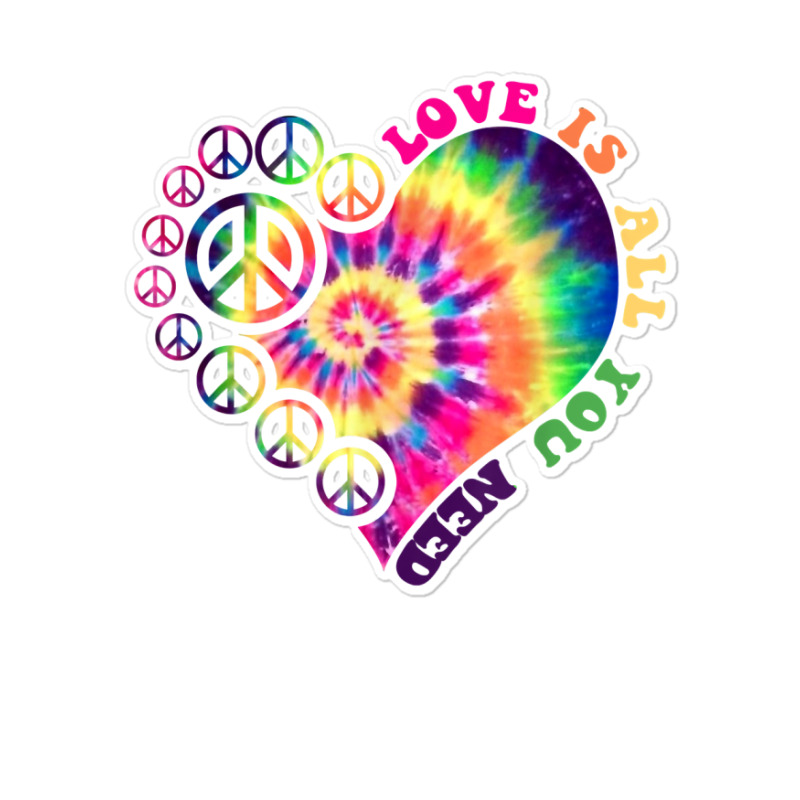 Peace Sign Love 60s 70s Tie Dye Hippie Halloween Costume T Shirt Sticker.  By Artistshot