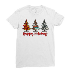 happy holidays christmas trees Ladies Fitted T-Shirt | Artistshot