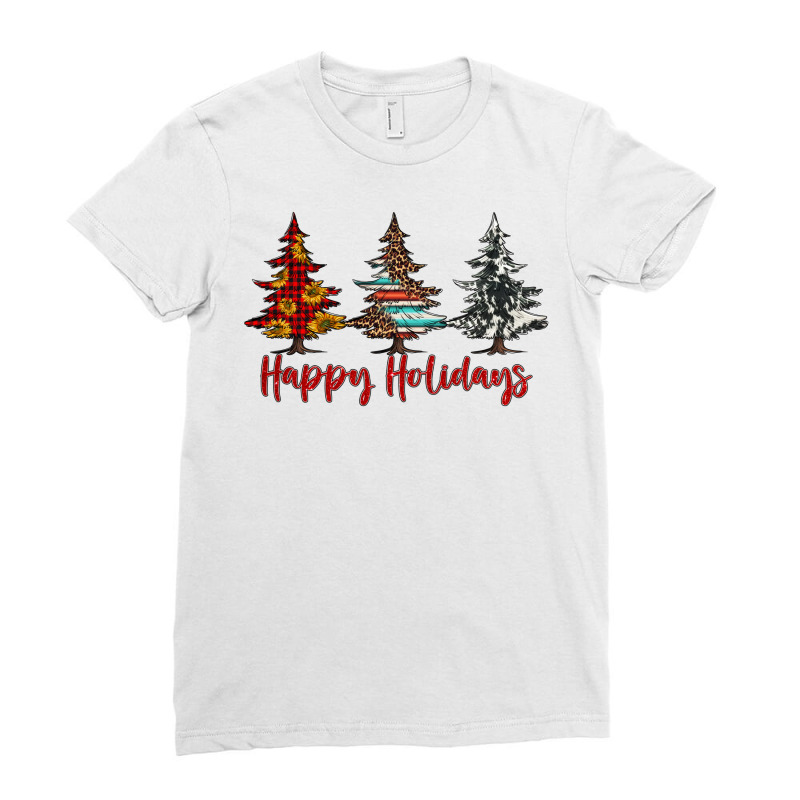 Happy Holidays Christmas Trees Ladies Fitted T-shirt | Artistshot