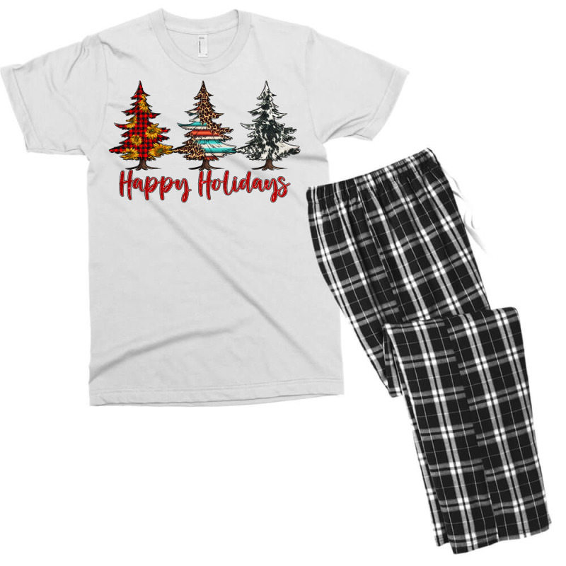 Happy Holidays Christmas Trees Men's T-shirt Pajama Set | Artistshot