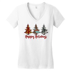 happy holidays christmas trees Women's V-Neck T-Shirt | Artistshot