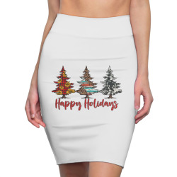 happy holidays christmas trees Pencil Skirts | Artistshot