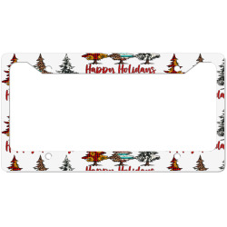 happy holidays christmas trees License Plate Frame | Artistshot