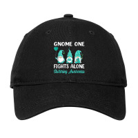 Gnome One Fight Alone Teal Ribbon Stuttering Awareness Adjustable Cap | Artistshot