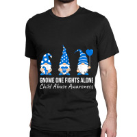 Gnome One Fights Alone Child Abuse Awareness Blue Ribbon Classic T-shirt | Artistshot