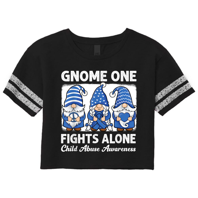 Gnome One Fights Alone Child Abuse Prevention Awareness Scorecard Crop Tee by NathanielDesign | Artistshot