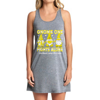 Gnome One Fights Alone Gnomies Childhood Cancer Awareness Tank Dress | Artistshot