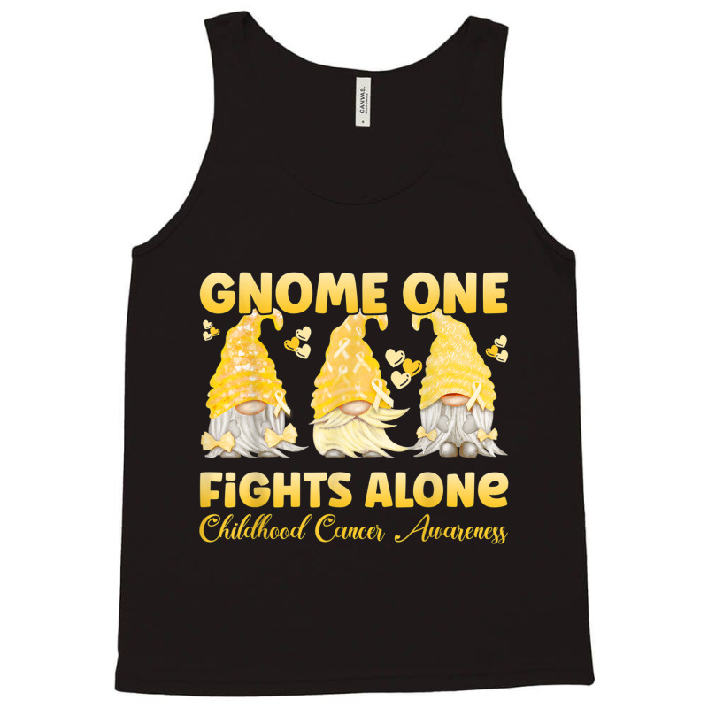 Gnome One Fights Alone Gold Childhood Cancer Awareness Tank Top by NathanielDesign | Artistshot