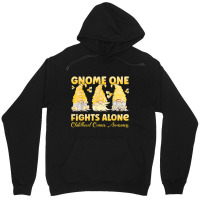 Gnome One Fights Alone Gold Childhood Cancer Awareness Unisex Hoodie | Artistshot