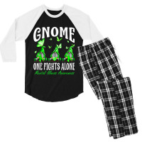 Gnome One Fights Alone Mental Illness Awareness Men's 3/4 Sleeve Pajama Set | Artistshot