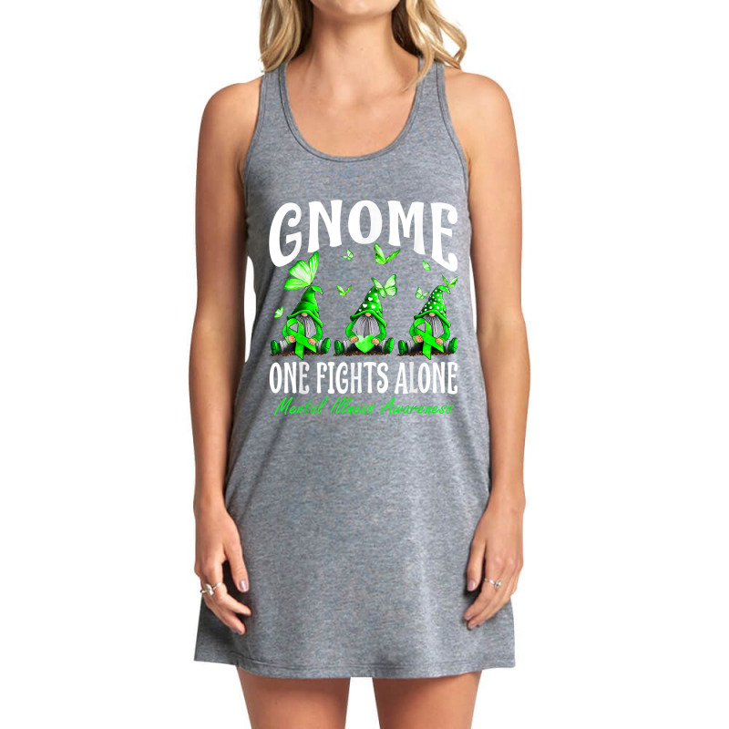 Gnome One Fights Alone Mental Illness Awareness Tank Dress by NathanielDesign | Artistshot