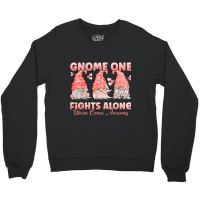 Gnome One Fights Alone Peach  Uterine Cancer Awareness Crewneck Sweatshirt | Artistshot