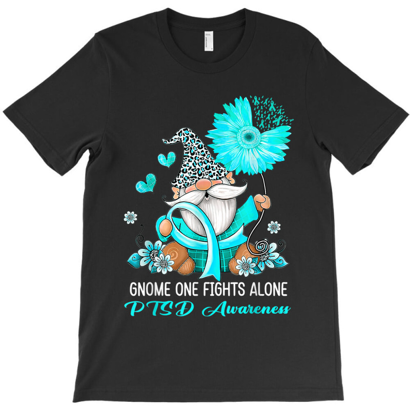 Gnome One Fights Alone Ribbon Ptsd Awareness T-Shirt by NathanielDesign | Artistshot