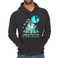 Gnome One Fights Alone Ribbon Ptsd Awareness Vintage Hoodie | Artistshot