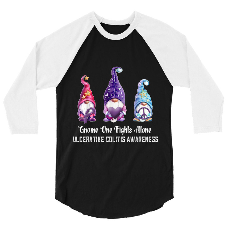 Gnome One Fights Alone Ulcerative Colitis Awareness 3/4 Sleeve Shirt by NathanielDesign | Artistshot