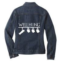 Well Hung Lighting Engineer Technicians Stage Crew T Shirt Ladies Denim Jacket | Artistshot