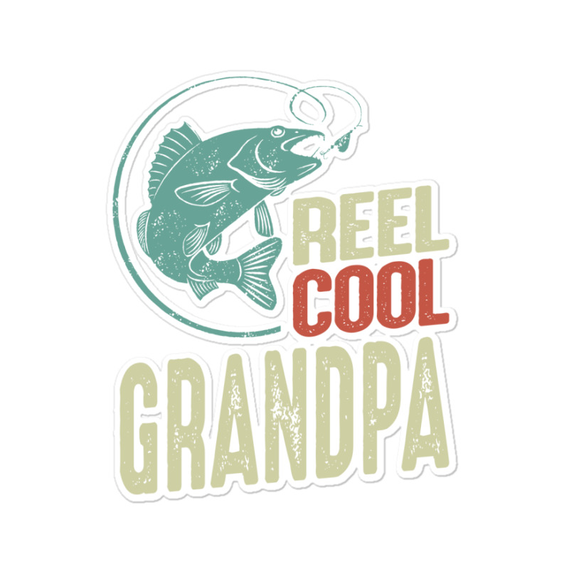 Custom Mens Reel Cool Grandpa Funny Dad/grandpa Christmas Sticker By  Cidolopez - Artistshot