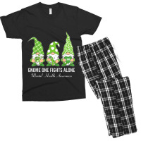 Green Ribbon Gnome One Fights Alone Mental Health Awareness Men's T-shirt Pajama Set | Artistshot