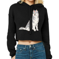 Floral Grey Siberian Husky Lovers Husky Dog Mom Cropped Hoodie | Artistshot