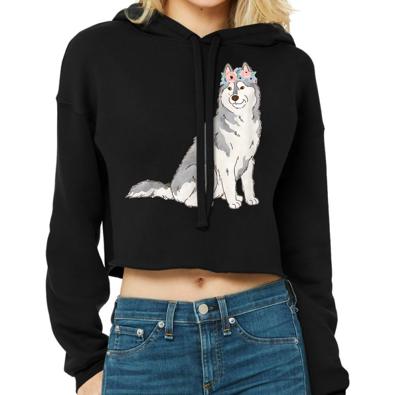 Floral Grey Siberian Husky Lovers Husky Dog Mom Cropped Hoodie by WirtzRichard | Artistshot